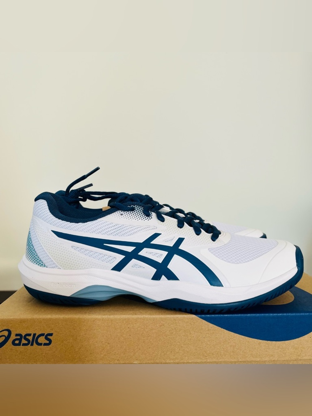 (Sold)Size 8 Mens ASICS Game FF Pickleball White Blue 1041A488 101 Shoes